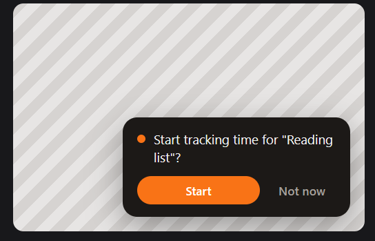An on-page prompt offering to start tracking time for a page already saved to Chronio